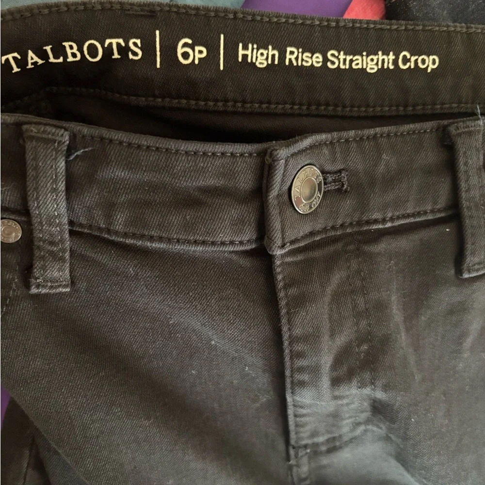 Talbots jeans cropped black high rise straight womens size 6 petite